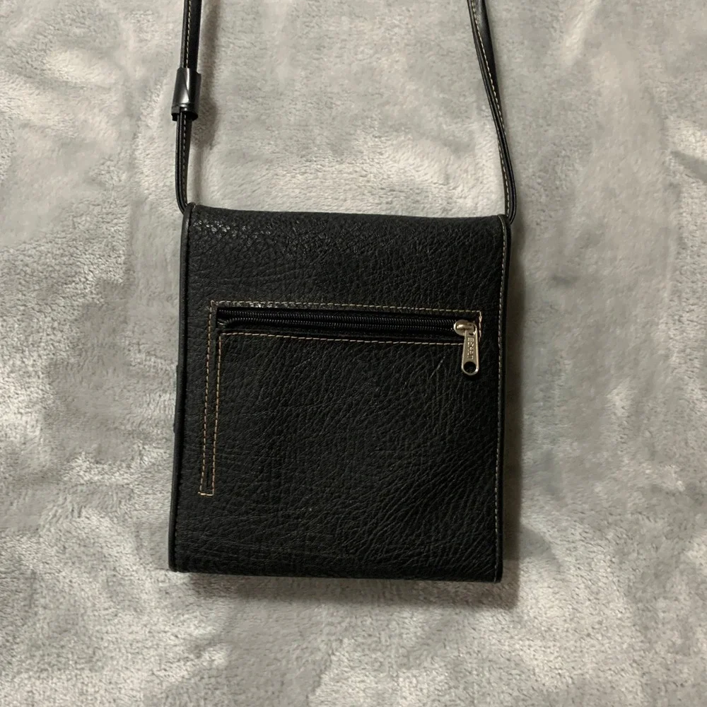 Esprit Black Crossbody Wallet Bag‎ Organizer Multi Compartment Small Purse Vtg